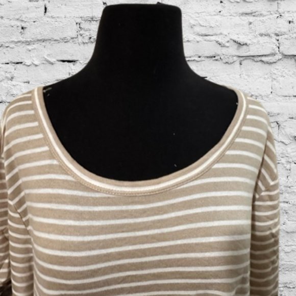 Tan & White Stripe Top with Rose Cheetah Design - Picture 3 of 12